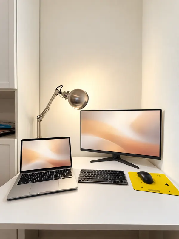 Schreibtisch mit 27-Zoll-Monitor im BDS House